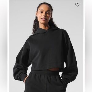 Alo Bae Cropped Black Hoodie